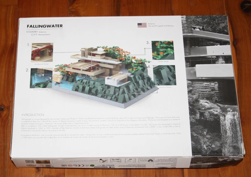 WANGE Architecture 5232 FALLINGWATER Building Set 1220 Pieces NEW - Image 2 of 2