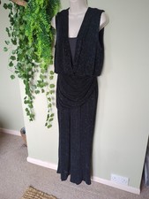 Quiz Maxikleid schwarz blau Glitzer Glitzer Größe 10 Anlass bodenlang Kleid