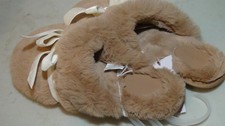 Auden Women's Arbor Faux-Fur Plush Scuff Tan Bow Slippers Size 5