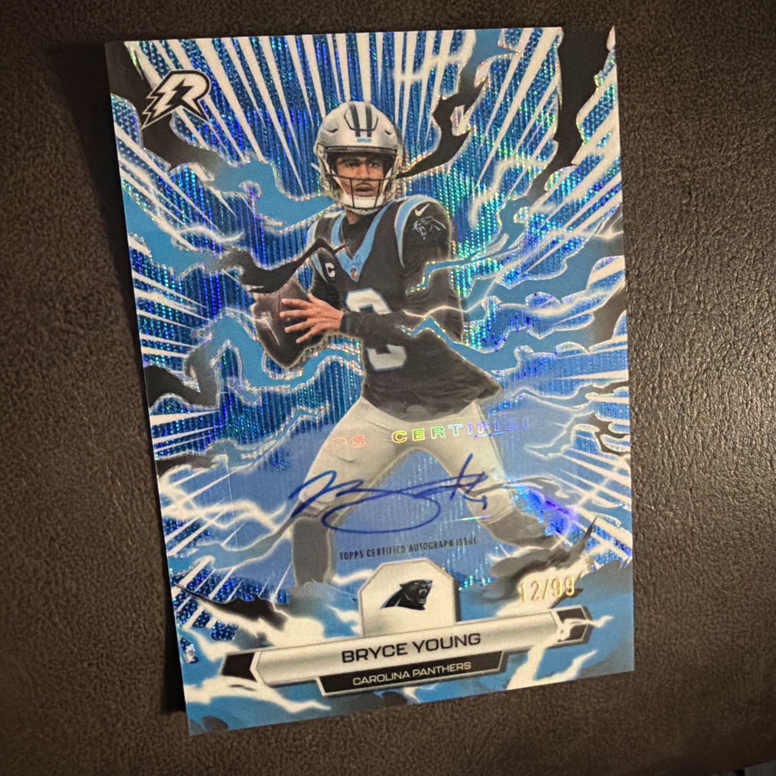 Bryce Young 2025 Topps Resurgence BLUE SURGE AUTO 12/99  #13  Carolina Panthers 