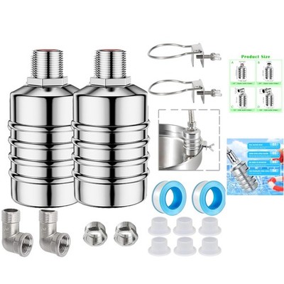 Pack of 2 - Durable Stainless Steel Float Valve with Smart Auto Shutoff System