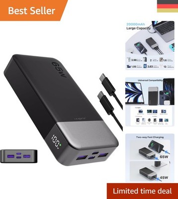 Hochleistungs-Powerbank 65W für MacBook, iPhone und Samsung - 20000mAh Kapazität
