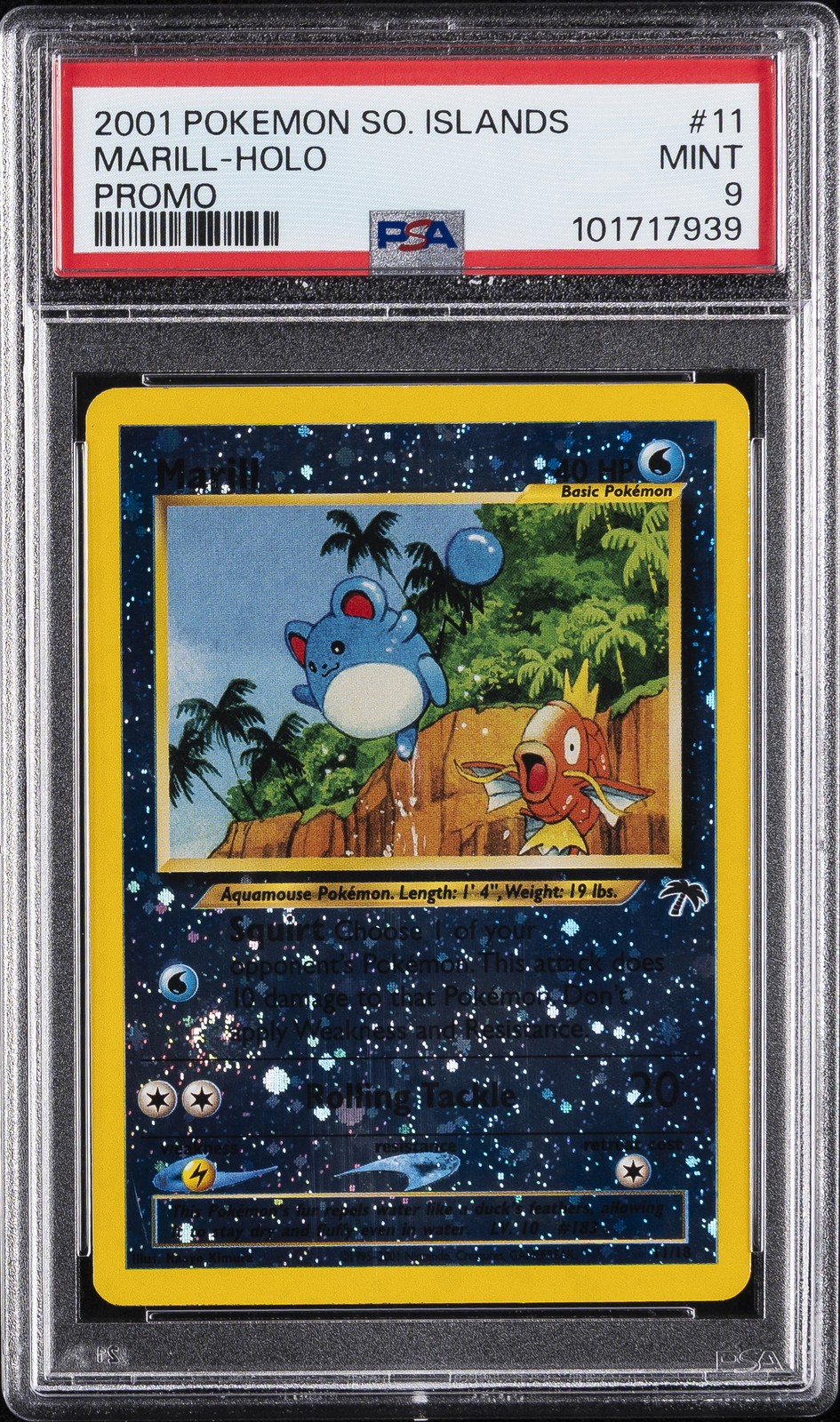 2001 POKEMON SOUTHERN ISLANDS PROMO #11 MARILL-HOLO PSA 9