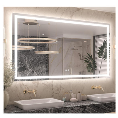 Keonjinn LED Bathroom Mirror w Light 48'' x 24'' Frontlit & Backlit Vanity Mirror