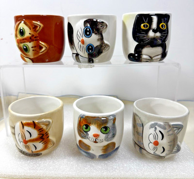 6 Window Garden Kitty Pots 2'' Succulent Planters Cat Unused