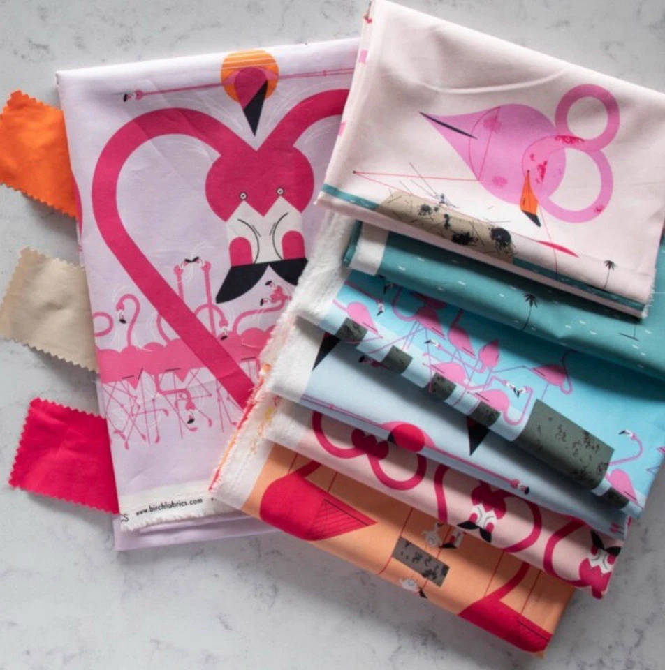 Charley Harper•Think Pink Fat Quarter Fabric Bundle•100% Organic! - Image 4 of 4