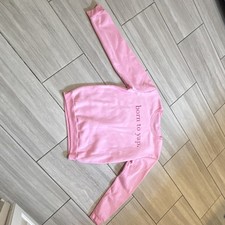 Women's Pink Crew Neck Pullover Sweatshirt Long Sleeve Size S "Born to Yap"