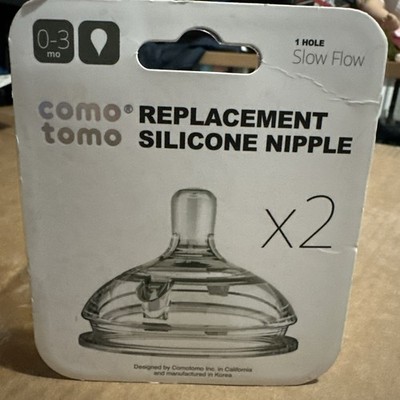 Comotomo Replacement Bottle Nipples Slow Flow 0-3 Months Silicone 2pc