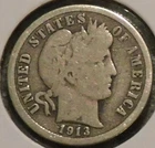 Silver Dime - Barber - 1913