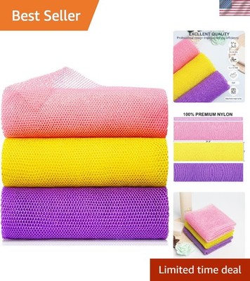 Gentle Exfoliating Bath Sponges - 31.5'' African Body Scrubber Set (3 Colors)