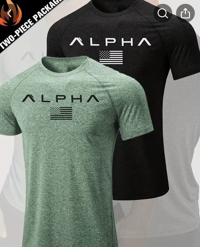 Pair of Alpha Men’s Shirts - Green & Black - Size Large
