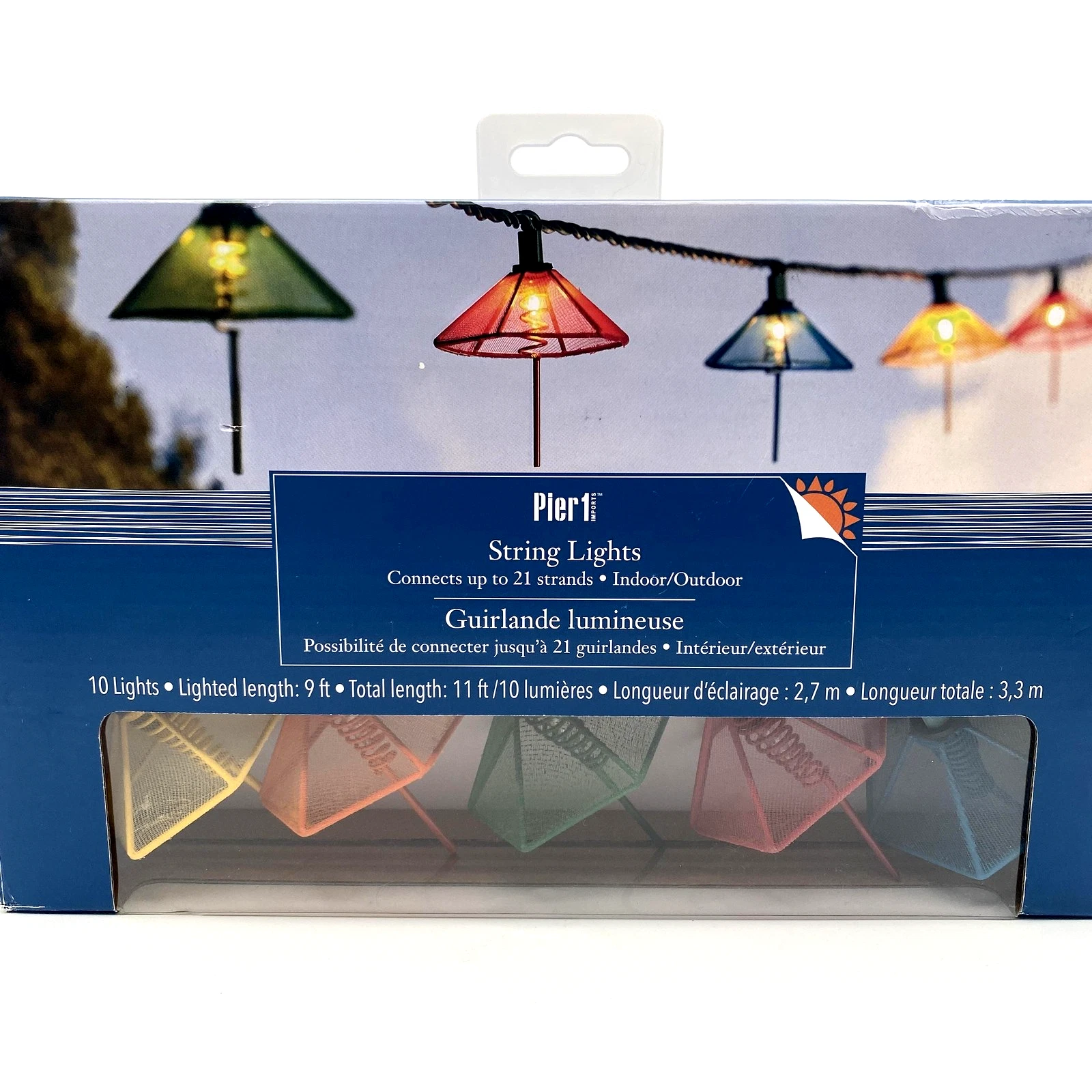 Pier 1 String Lights Indoor Outdoor 10 Lights Umbrella Lantern Patio Party Decor