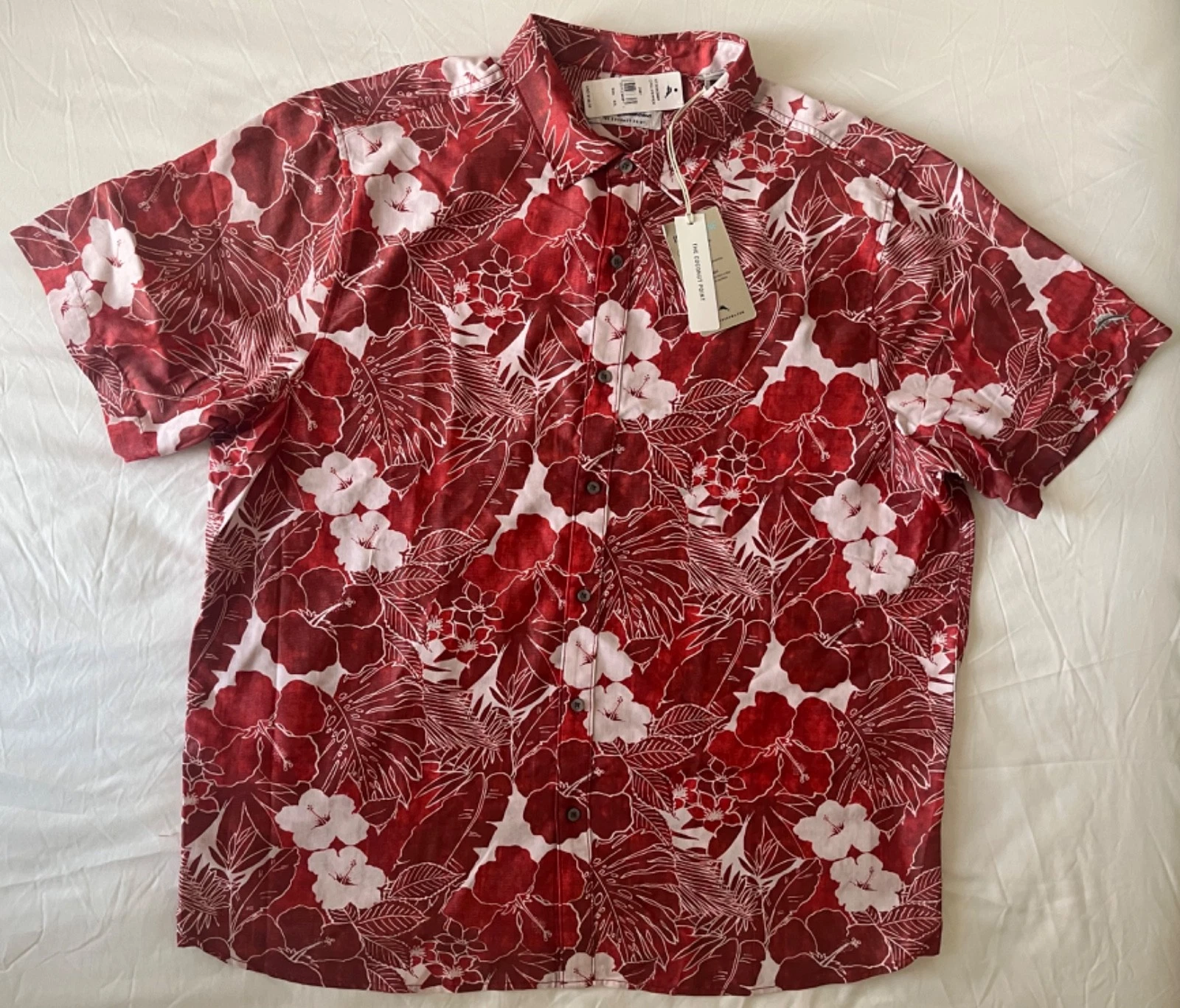 NWT Tommy Bahama Coconut Point Playa Floral Red Chili Pepper Camp Shirt XXL