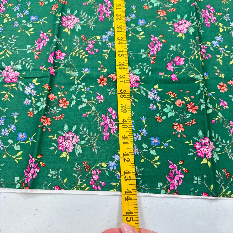 vintage fabric tradition quilting green floral cotton 44x55 2014 - Image 3 of 4