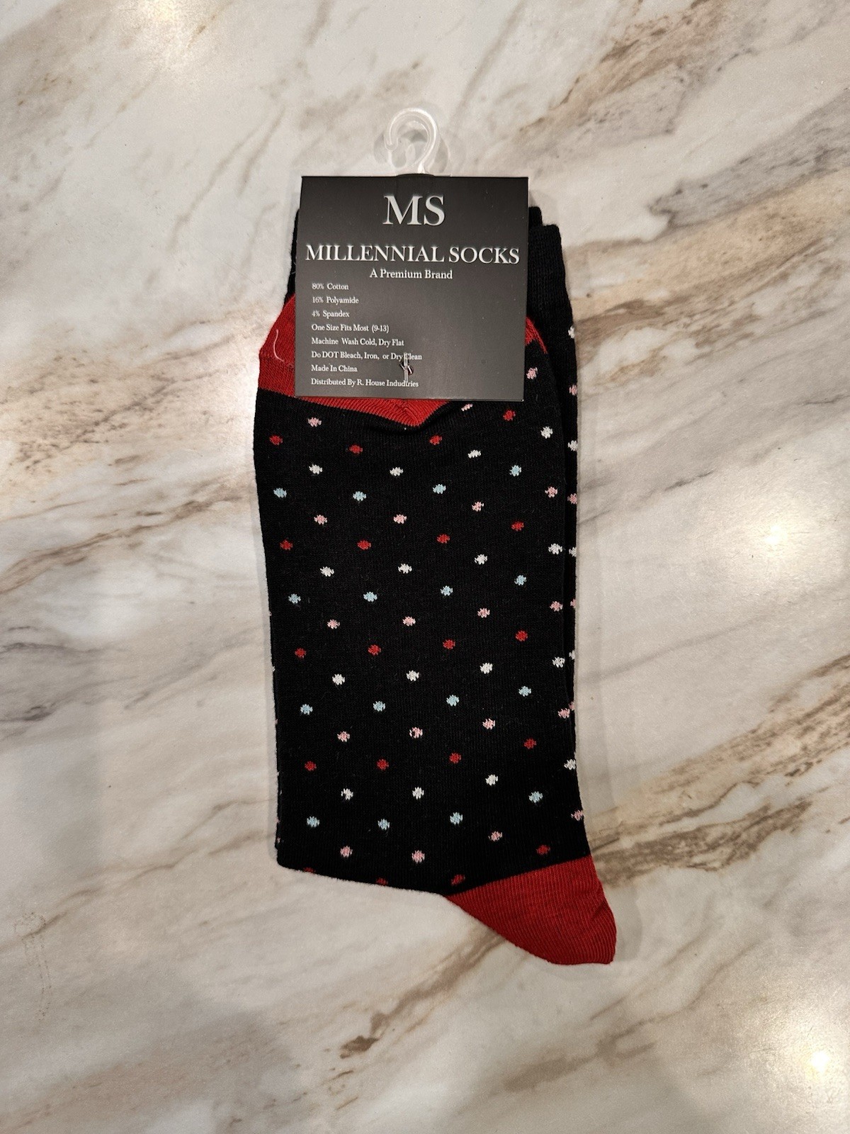 Men’s Polka Dot Dress Socks Black Multicolor Cotton Blend Size 9-13 New image 2