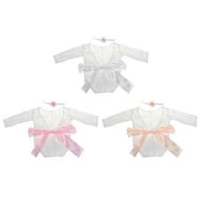 Baby girl Bow Lace Romper Headband Set Newborn Photography Props infant Bodysuit