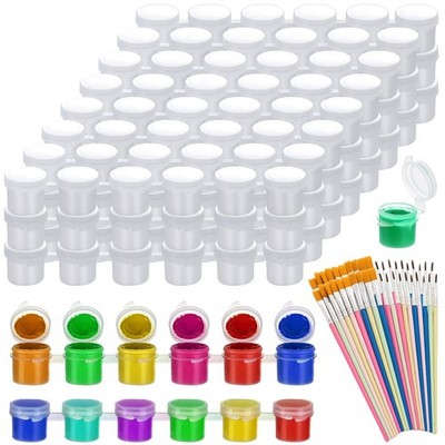150 Pots 5ml Empty Paint Pods 25 Strips with 50 Paint Brushes Set