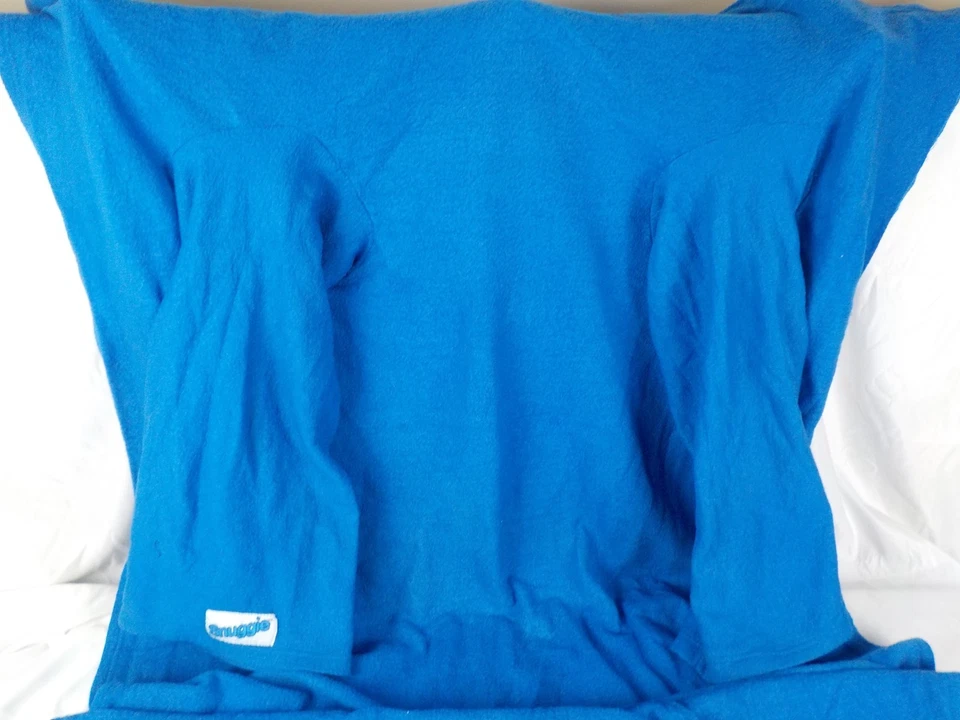 SNUGGIE Original Blue Fleece Blanket w Sleeves Cozy Warm Throw used - Image 4 of 4