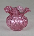 Vintage Fenton Art Glass Diamond Optic Ruby Overlay Cranberry Glass Vase MCM