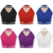 Kids Girls Tank Tops Shirt Bra Dancewear Vest Jazz Costume Gymnastic Hip Hop