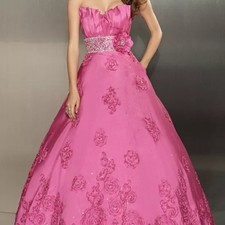 Authentic MoriLee 12 Rose Pink Long Prom Pageant Ballgown Lace-up Back 8710