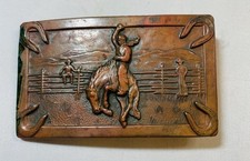 Belt Buckle, vintage 1940 s rodeo bronc rider, brass or bronz