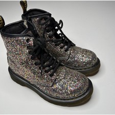 Dr. Martens 1460 Glitter J Boots Kids Size 13 Silver