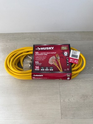Husky 50 Ft. 14/3 Medium Duty Indoor/Outdoor Extension Cord with Multiple Outlet