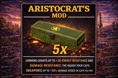 Fallout 76 PS4/PS5 Aristocrat s Mod x5 Caps Damage Boost Fast