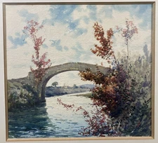 Alphonse REY (1865-1938) Impressionist Watercolor Landscape At The River Avignon