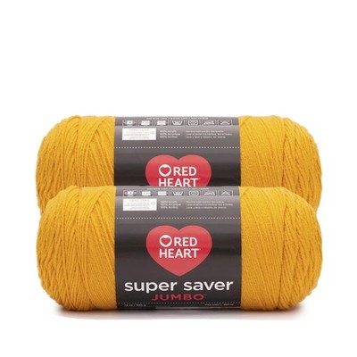 Lot of 2 JUMBO 14oz Skeins Yarnspirations Red Heart Super Saver Jumbo Yarn Gold