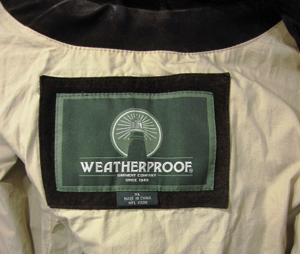 CHAQUETA ABRIGO IMPERMEABLE CREMALLERA COMPLETA CUERO GAMUZA TALLA XL EXTRA GRANDE MARRÓN SÓLIDO PP Foto 3 de 4