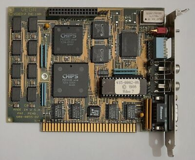 Video-7 VEGA 8-bit ISA EGA Grafikkarte (CHIPS P82C431/82C434A, retro, 1986)
