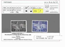 1948 Città del Vaticano serie di 2 Francobolli "TOBIA" con certificato BOLAFF...