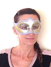 YELLOW SILVER VENETIAN MASQUERADE BALL MASK CARNIVAL NEW YEAR'S EVE