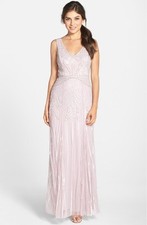 NWT 358 Adrianna Papell Long Beaded Gown Light Heather Purple SZ 6  N546