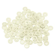 100pcs Resin Sewing Buttons 3/8" Round Flat 4-Hole Craft Buttons, Beige