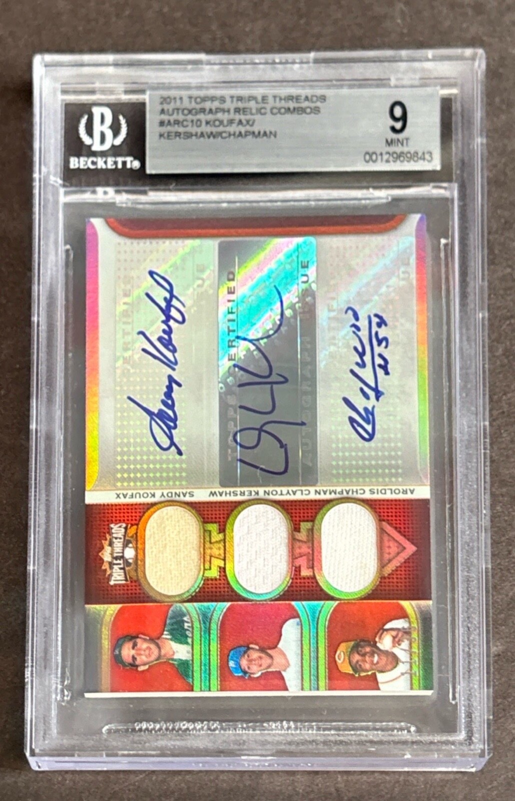 Sandy Koufax Los Angeles Dodgers 2011 Triple Threads , Kershaw, Jersey Auto Red 11/36 Mint 9 Auto 10 