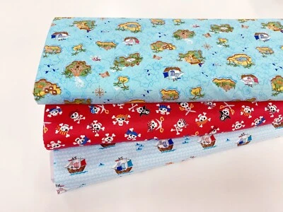 Pirate Cotton Fabric Makower Sea Sailing Treasure Ship Patchwork and Craft