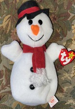 TY Retired Beanie Baby Snowball Snowman With Rare Tag 7" 1996