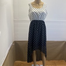 Jessica Taylor Sleeves Fit And Flare Dress Sz M Black And White Polka dots Used