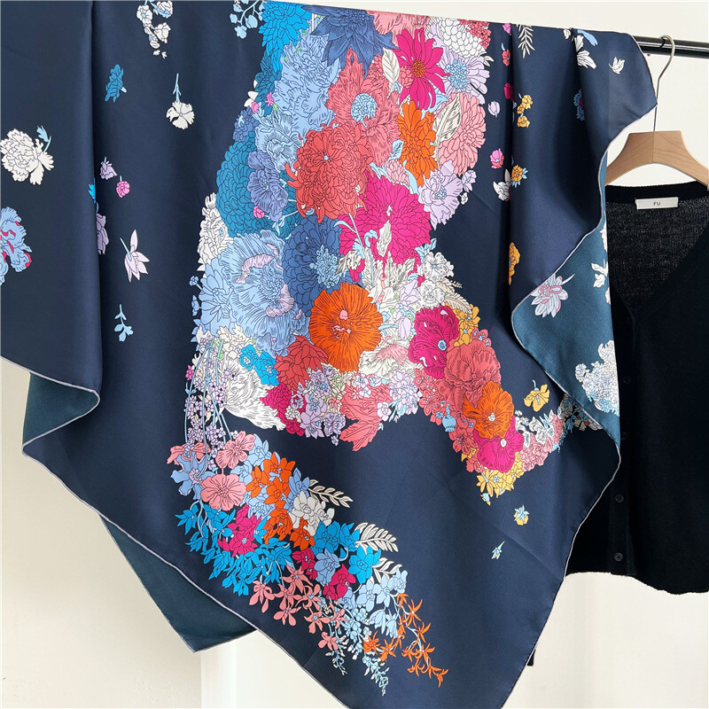 Sallys Boutique Twill Silk Wrap Scarf Stole Horses Print Square Shawl Hijab 53