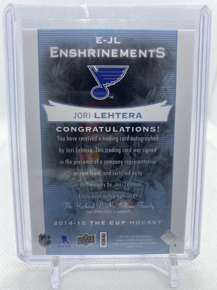 JORI LEHTERA 2014-15 Upper Deck The Cup 🚨 Enshrinements Auto 94/99 🚨 BLUES - Image 2 of 2