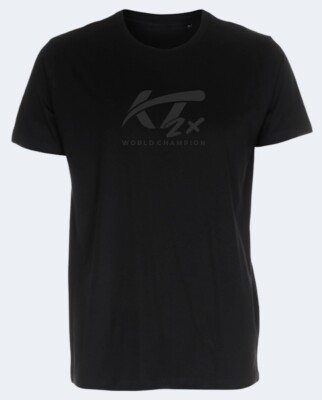 Kristin Tattar 2X Champion Black Felt Logo On Black T-Shirt Men s XL *NEW*