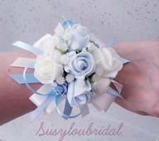 Gorgeous Baby Blue & White Wedding Flowers corsages Bouquets Pin On Corsages