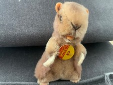 VTG Steiff 4 PIFF the Marmot tan brown mohair ear tag button