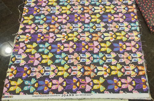 1/2+ Yard Quilt Craft 100% Cotton Fabric Grey Mod Grey Pink Purple Butterfly - Picture 2 of 3
