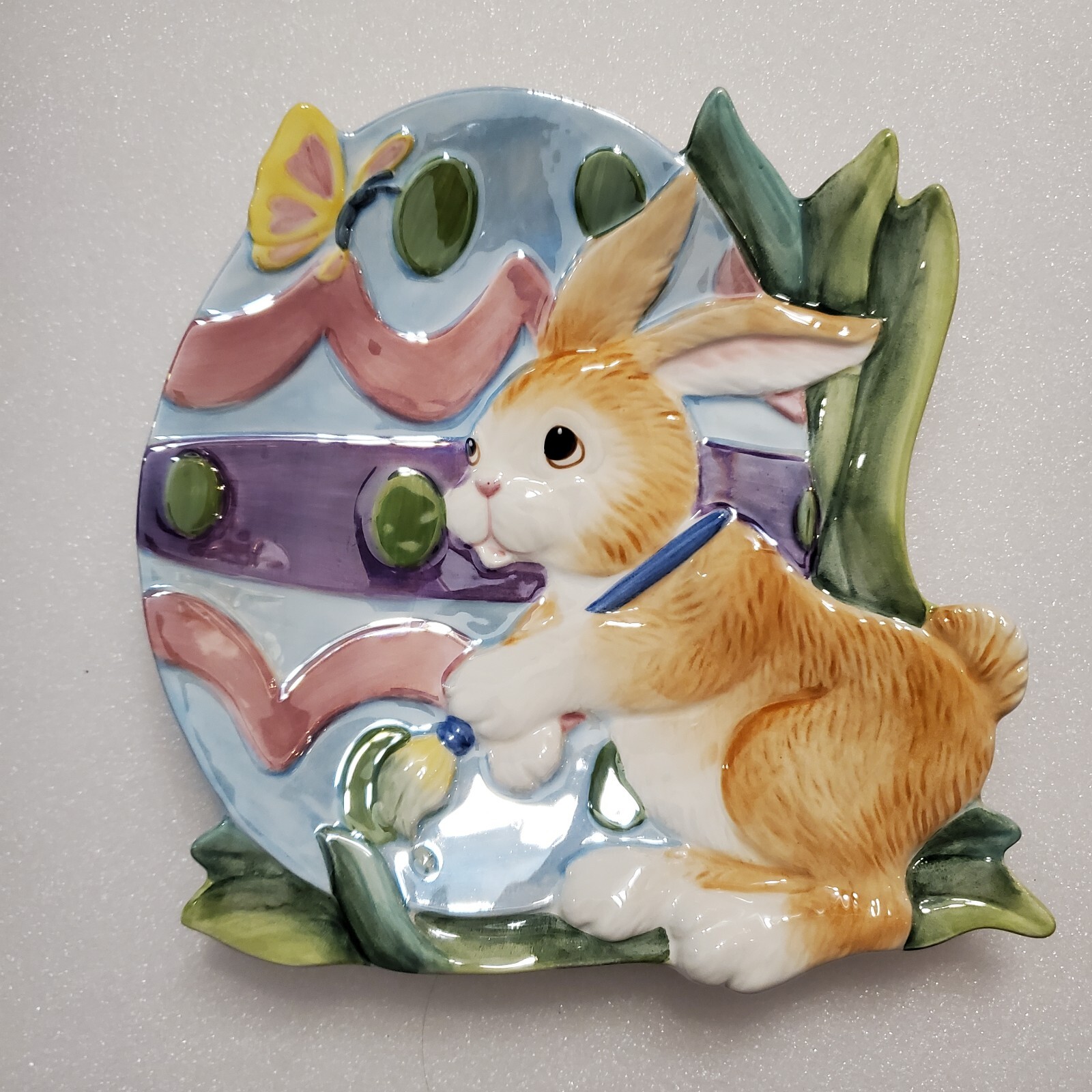 Bunny Fitz & and Floyd Easter Plate Canape Dish Painting Eggs Rabbit 8 ...
