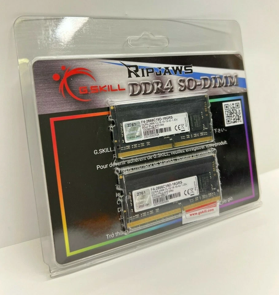 G.Skill Ripjaws SO-DIMM Series 16GB (2 x8 GB) 260-Pin PC4-21300 DDR4 2666 - Image 3 of 3