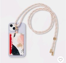 heyday Cell Phone Wallet Pocket with Crossbody Strap across neck or body Abstrac